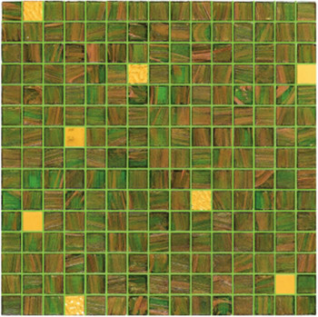 Quality Green tile with real gold 20mm glass mosaic mix patter decoration wholesale
