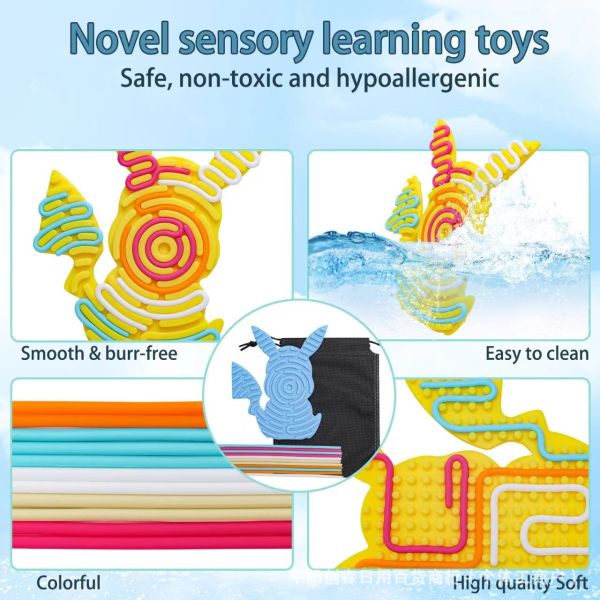 Silicone Sensory Activity Board For Kids Non-toxic 2in1 Double-Sided Design For Autism Sensory Fidget Toy