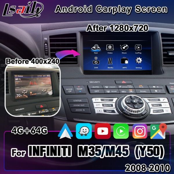 Quality Lsailt 8 Inch HD Android Carplay Screen for Infiniti M Series 2008-2013 With Multimedia Display M25 M30d M37 M56 M35h wholesale