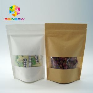 Eco - Friendly Printed Paper Stand Up Pouches With Clear Window And Zipper