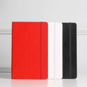 Black / Red / Black PU Leather Journal , 192 Pages Hardcover Dotted Notebook