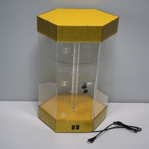 Beautiful Rotatable Acrylic Display Stands Rack Yellow Base Lockable With Led