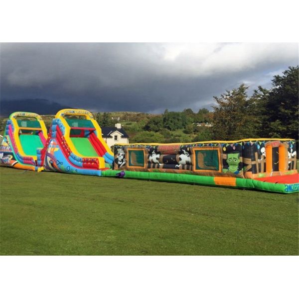 Quality Funny Outdoor Inflatable Obstacle Course Cartoon Multicolor Long Service Life wholesale