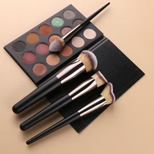 4pcs Facial Makeup Brush Black Handle Soft Synthetic Hair Vegan Blending