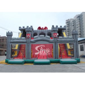 12x10m commercial kids giant inflatable medieval castle slide with tunnel N