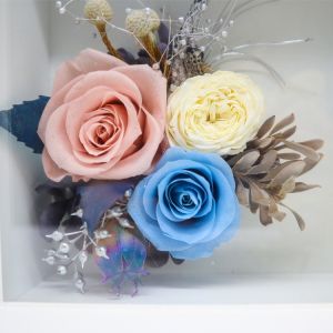 Everlasting Preserved Rose Gift Box Photo Frame Soft Touch Lasted For Long Time