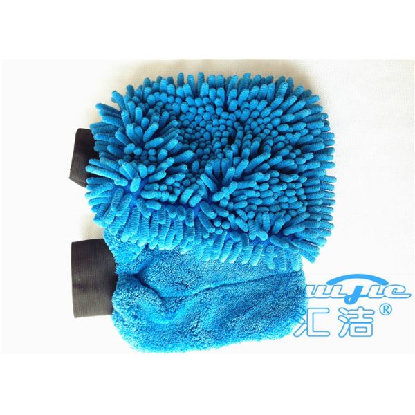 Quality 100% Polyester Microfiber Wash Mitt With Elastic Cuff , Car Washing Mitts wholesale
