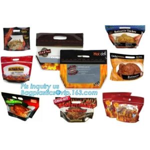 Fresh Chicken Packing Bag, standing up hot roast chicken bag with handle,