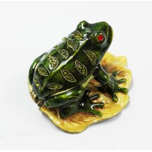 hot sale jeweled enamel frog prince trinket box Pewter alloy antique plated Frog