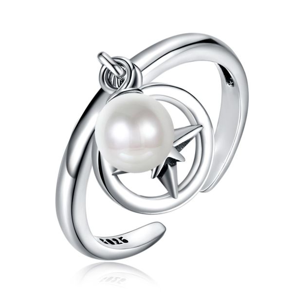 Quality Opening Adjustable Size 925 Sterling Silver Mountable Pearl Pendant Ring wholesale