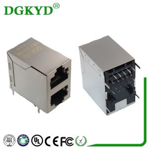 DGKYD21B083DC2A4D 2X1 dual port RJ45 connector, 100Mbps integrated filter,