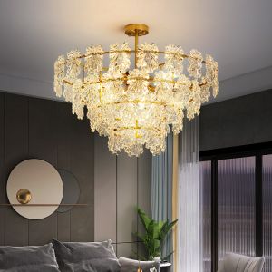 China Transparent Glass Led Chandelier For Living Room Foyer Hall Luxury Ceiling Lamp Decor Kitchen leaf chandelier(WH-CY-250) on sale
