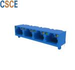 Multi Port 1*4 RJ45 Modular Connector , 100 Base - T Low Profile RJ45 Jack