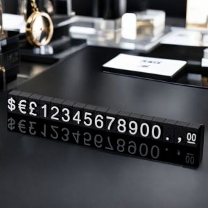 Cube Shape Clear Black Plastic Tag for Retail Display Racks in Watch and Jewelry