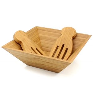 Large Bamboo Soup Bowls With Two Server Clawer Heat Resistance Easy Cleaning