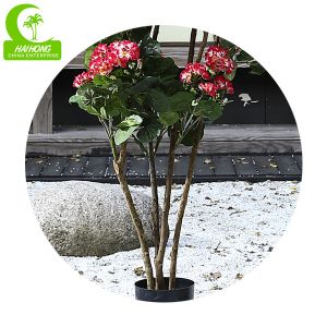 Factory Wholesale Superior Quality Artificial Geranium Tree With Red Flower For
