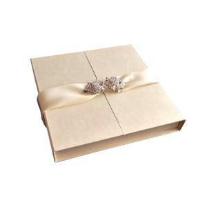 Wedding Invitation Decorative Gift Boxes 2 Sides Open Custom Design With Ribbon