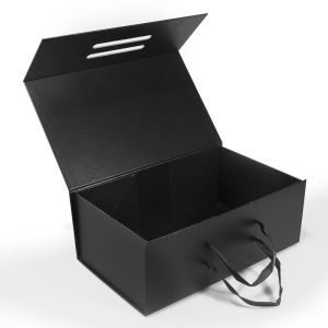Foldable Magnetic Gift Box With Handle For Clothing And Shoes Rigid Square