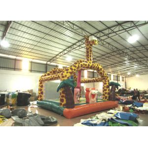 Amusement Park Custom Made Inflatables Giraffe Bounce Combo Enviroment -