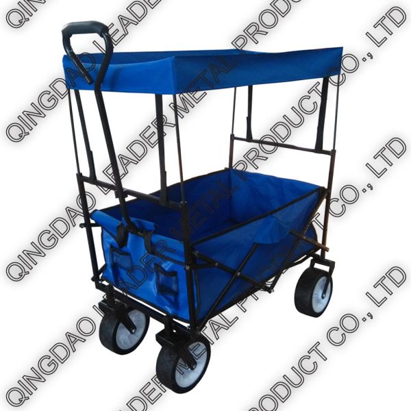 Folding Utility Wagon with Canopy & Wide PU Wheel - TC1011 T - Wide PU