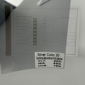 Silver Color Solar Window Film with 21.6% VLT 85.6% IRR and 67.7% UVR for Energy