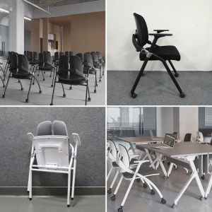 Adjustable Fixed Handrail Double Back Folding Conference Chair for Corporate