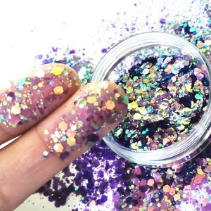 OEM/ODM Yes.We Provide OEM Chameleon Chunky Polyester Nail Body Chunky Mix