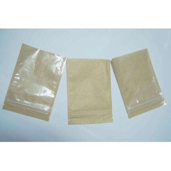 Quality Clear Front Brown Kraft Paper Three Side Seal Bag For Cookies Packaging wholesale