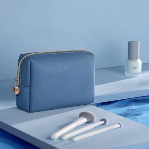 China Navy Blue Portable Cosmetic Makeup Bag , Waterproof Cosmetic Pouch 6.3 Inch on sale