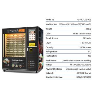 Cheap 120 Boxes big Capacity Automatic food vending machine with Cooling and Heating Function for sale