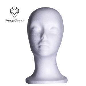 China White 42cm Canvas Wig Head Foam Mannequin Head With Makeup on sale