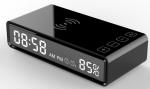 10000mAh wireless power bank with Alarm Clock, showing temperature, time, alarm