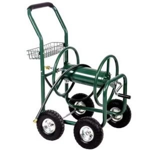 Convenient Iron Garden Irrigation Hose Reel Cart with Two Wheels and Durable
