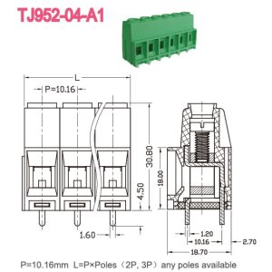 Communication Pitch 10.16mm PCB Screw Terminal Block M4 Screw