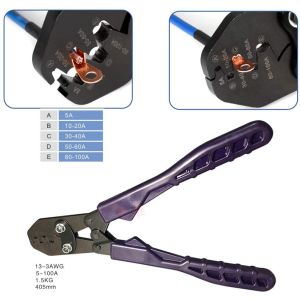 Crimping Tool Crimper Plier with 70pcs Open Barrel Copper Ring Lug Terminals