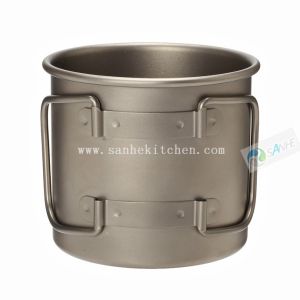 Titanium camping water cup/backpacking cookware cup/capacity 450ml