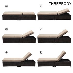 Patio Chaise Outdoor Lounge Sofa Adjustable Hight With Cushion Espresso Brown