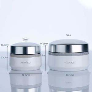 50ml Grey White Plastic Face Cream Jar With Silver Cap Unisex Frosted Plastic