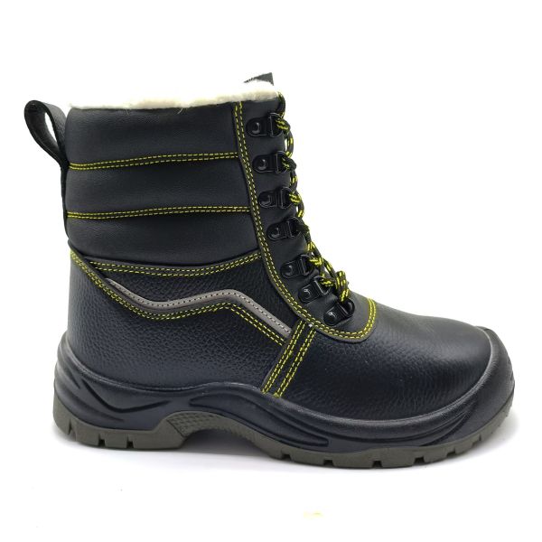 Quality Mens Black Leather Steel Toe Boots Anti Puncture High Top Safety Boots For Winter wholesale