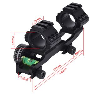 Scope Mount Matte Black Finish Dual Rings Bubble Level and Angle Indicator for