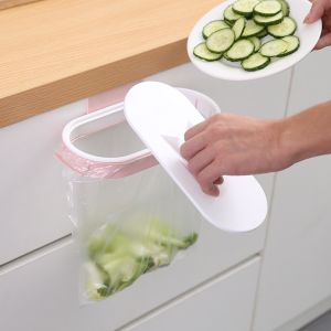 Portable Trash Garbage Bag Holder with Lid Over The Cabinet Plastic Trash Bag