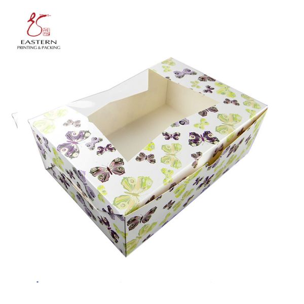 Custom Printed Single Cake Packaging Boxes , Cardboard Pastry Boxes With Clear