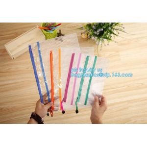 Customized Mesh Pencil Bag A4 Travel Passport Pouch, Zipper Lock Document File