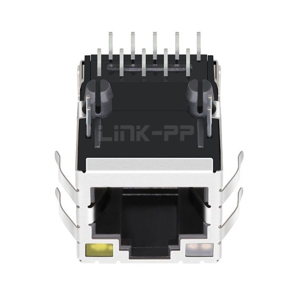 Quality LPJK7036-1A98NL 1000 Base-T Tab Up Orange&Green/Yellow Led Single Port Industrial RJ45 Connector wholesale