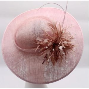 Party decoration sinamay hat with feather flower and headband