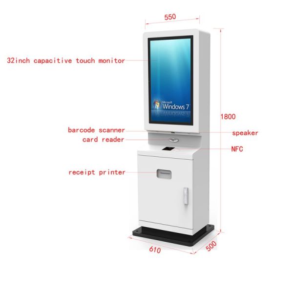 Customizable Floor Standing Self-Service Kiosk with 1920X1080 Resolution and Interactive Touch Screen