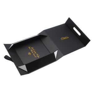 Custom Printed Collapsible Rigid Magnetic Clasp Boxes Flat Folding Black