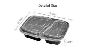 Cheap Microwave Take Out Food Box 2 Compartment Disposable Plastic With Lid for sale