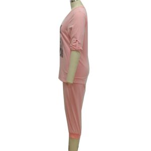 Polyester Viscose Ladies Pajama Sets Three Quarter Tops & Pants For Autumn