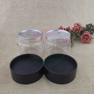 Black Lid Plastic Jars PET Material Transparent Storage Cans Food Packaging And